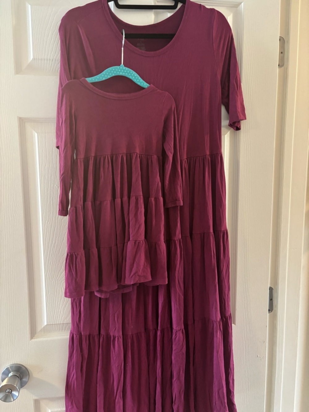 Kyte BABY MOMMY & ME! Magenta Tiered Short-Sleeve Midi Dress